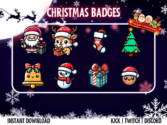 Christmas Badge Pack – Festive Twitch/Discord Sub Icons (Base to 3 Years)