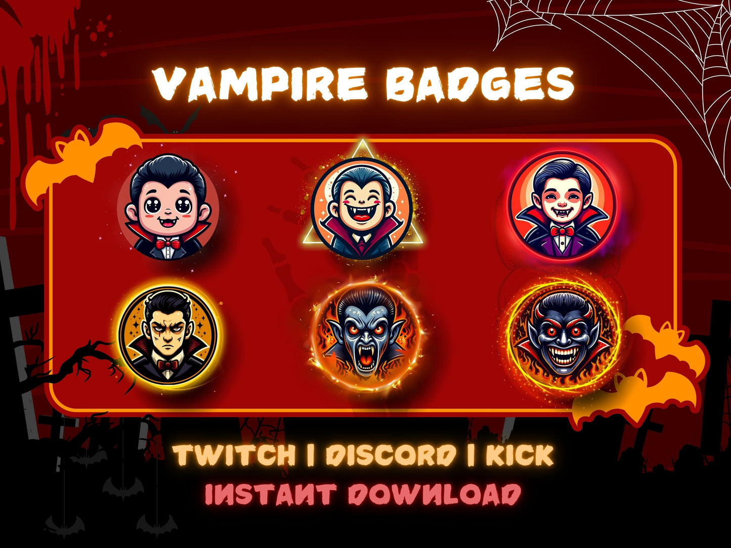 Dracula Badge Pack – Gothic Vampire Sub Icons (Base to 1 Year)