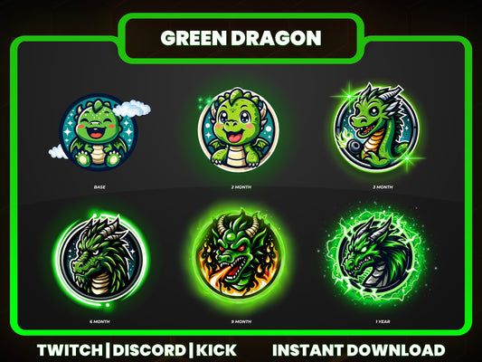 6 Dragon Badges | Epic Twitch, YouTube & Discord Streaming Sub Badges
