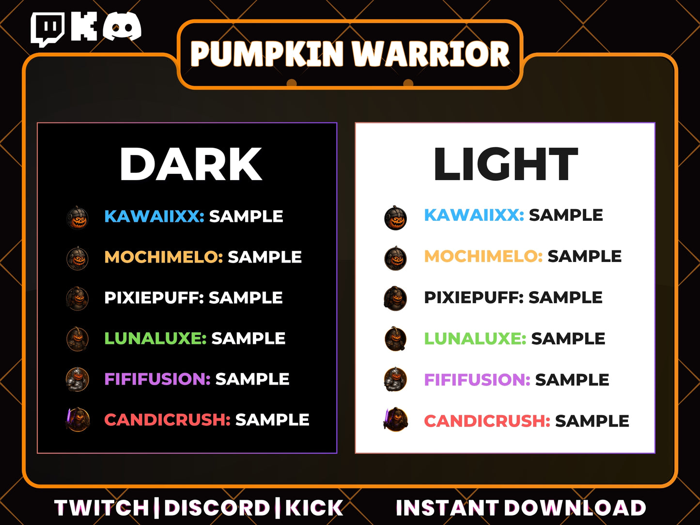 6 Pumpkin Warrior Badges | Halloween Twitch, YouTube & Discord Sub Badges
