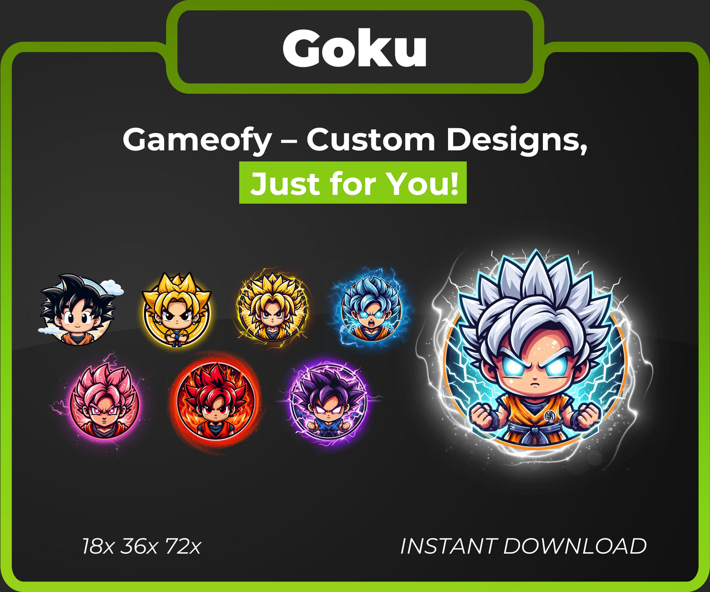 Goku Chibi Twitch Subscriber Badges | Base to 3 Year Pack | Anime Stream Graphics