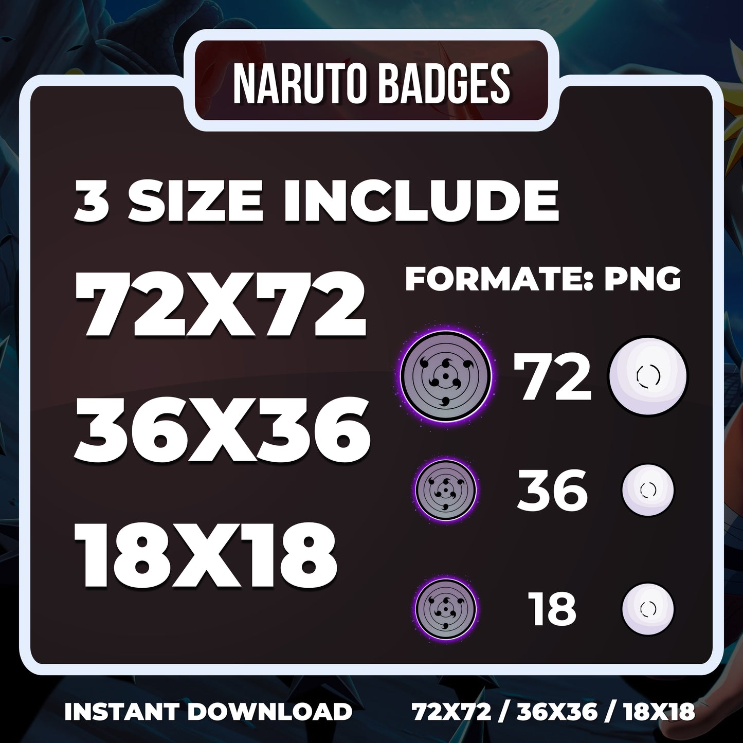Naruto 16 Symbol Badges | Anime Twitch, YouTube & Discord Sub Badge Set