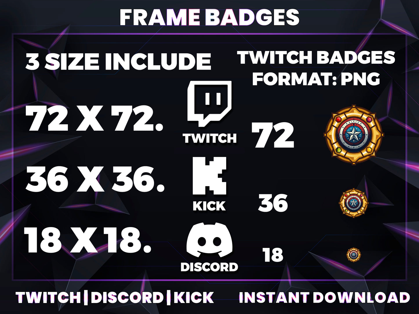 Captain Shield Badge Pack – Heroic Twitch/Discord Sub Icons (Base to 9 Months)
