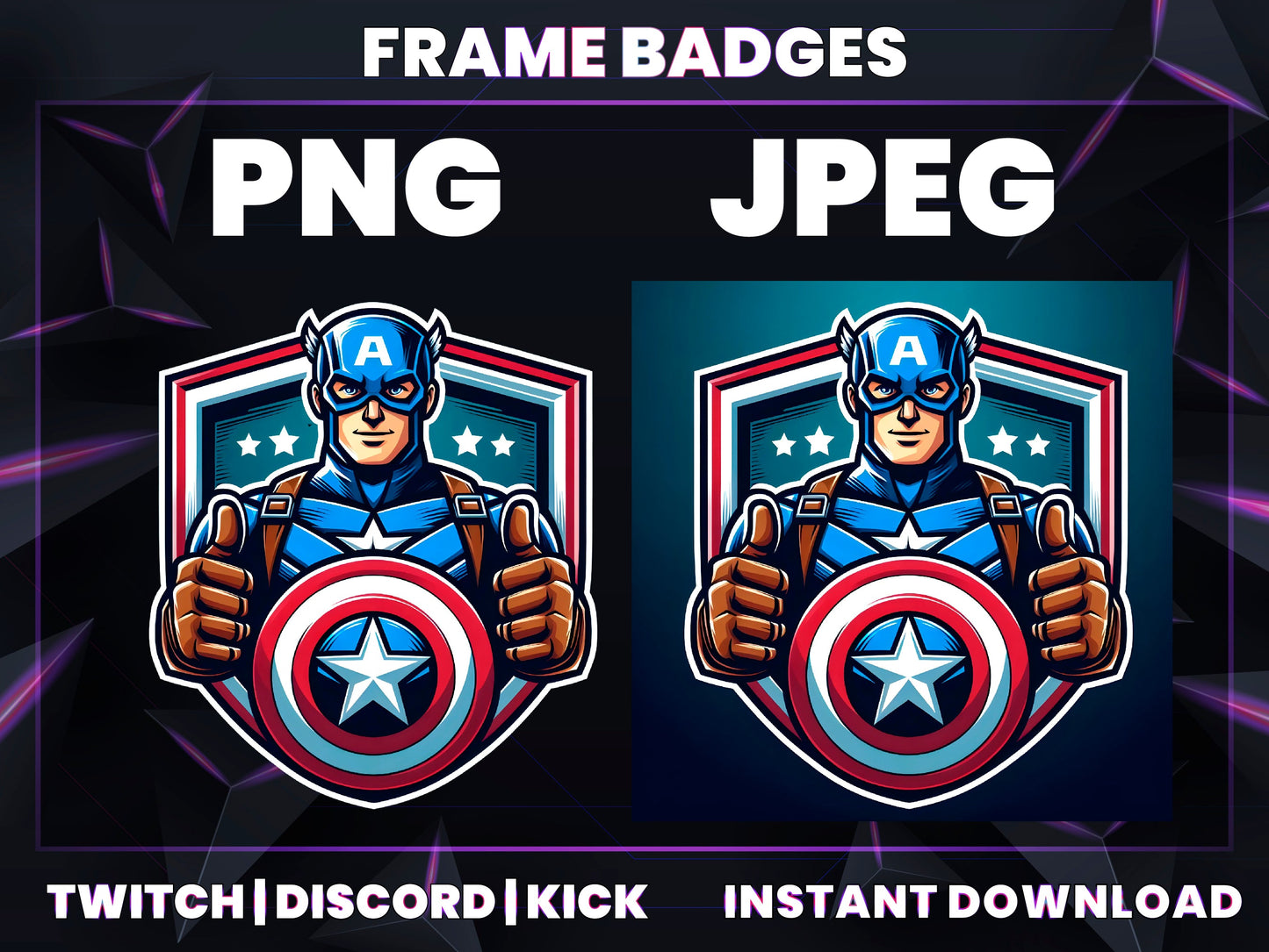 Captain Shield Badge Pack – Heroic Twitch/Discord Sub Icons (Base to 9 Months)