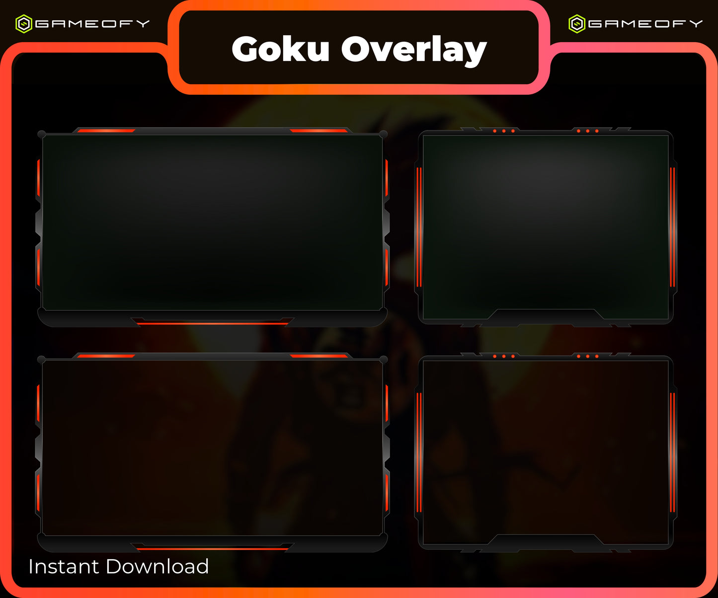 Anime Energy Stream Pack | Animated + Static Twitch Screens | Overlay, Chat Box, Alerts & Panels | Streaming Graphics