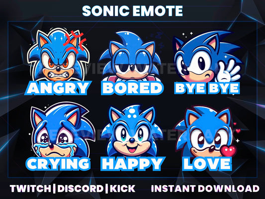 Sonic 6 Emotes Pack – Cute Gamer Emotes for Twitch, Discord & YouTube | Digital Download (28/56/112 px)
