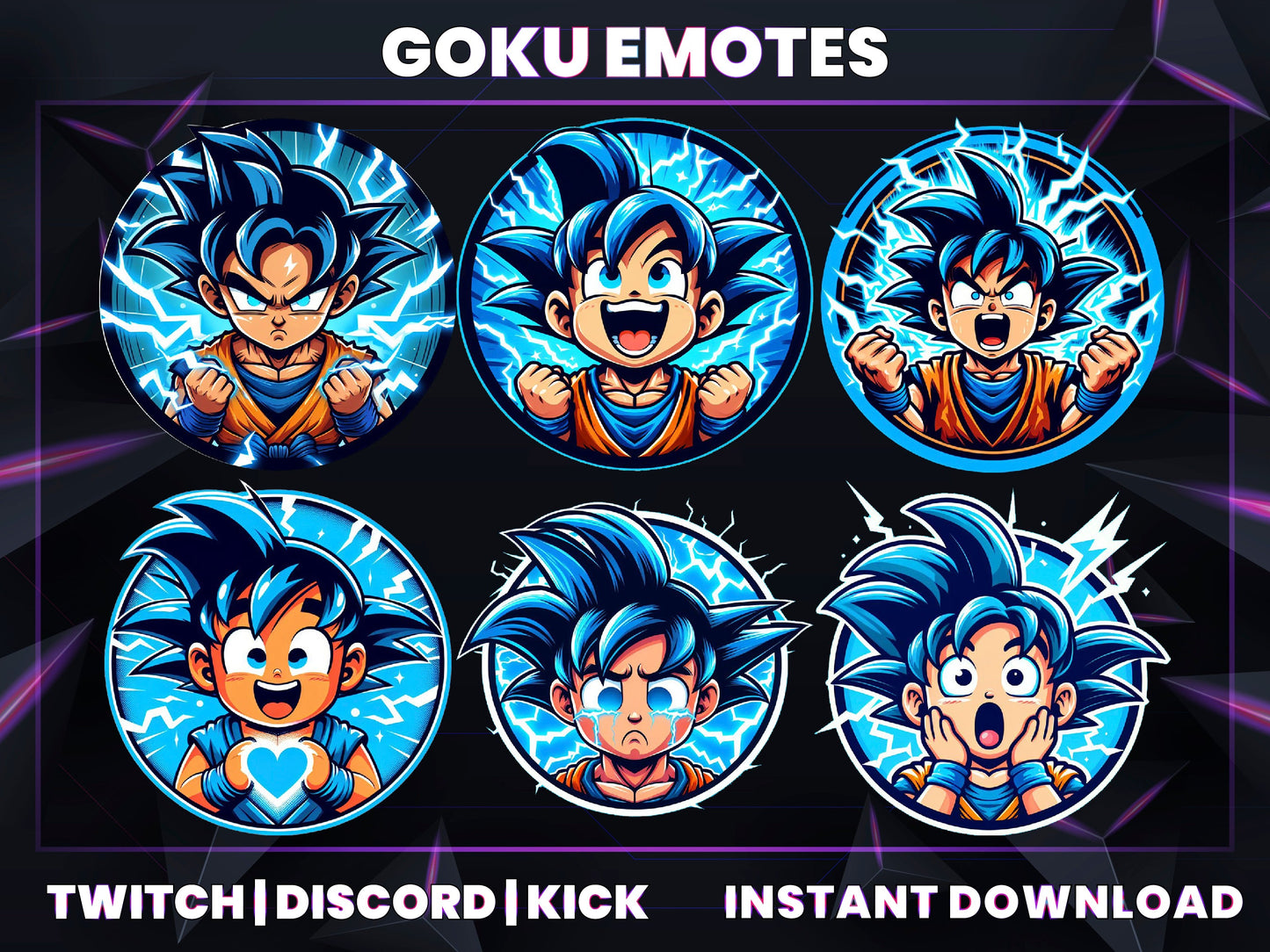 Kid Goku 6 Emotes Pack – Classic Dragon Ball Inspired Twitch & Discord Emotes | Digital Download (28/56/112 px)