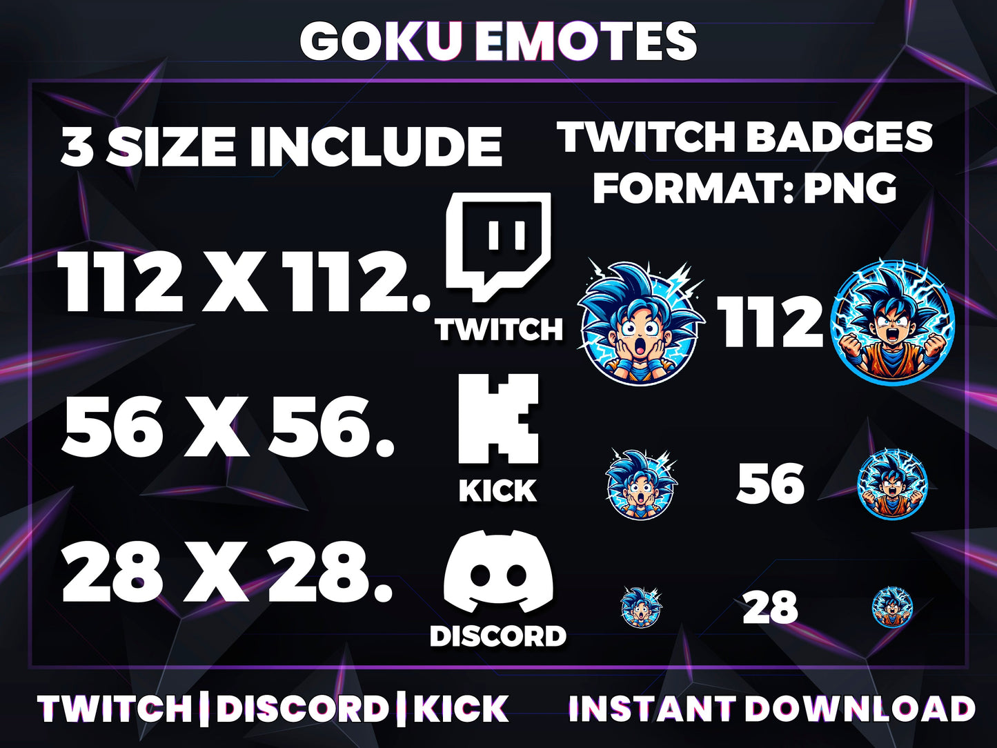 Kid Goku 6 Emotes Pack – Classic Dragon Ball Inspired Twitch & Discord Emotes | Digital Download (28/56/112 px)