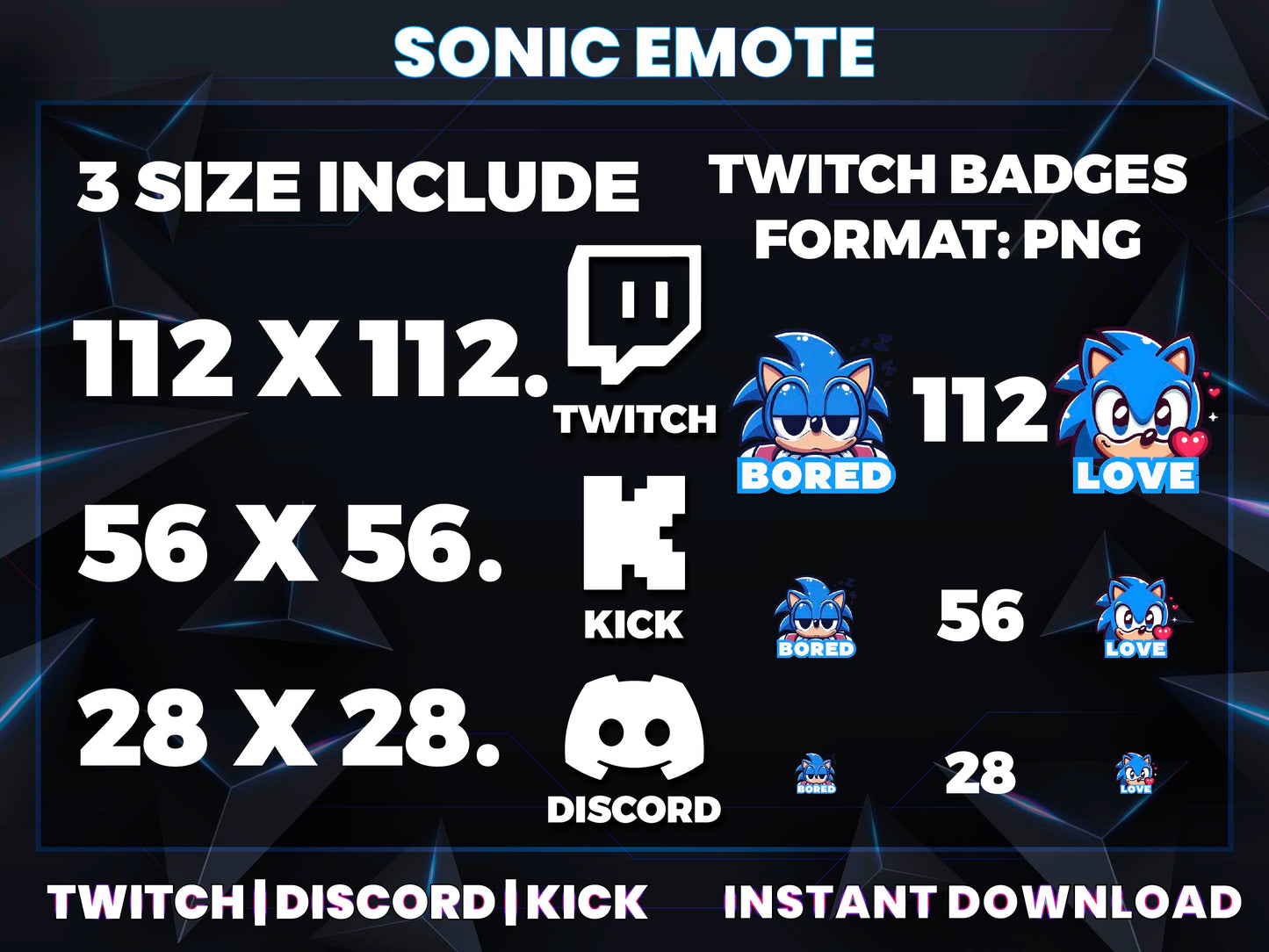 Sonic 6 Emotes Pack – Cute Gamer Emotes for Twitch, Discord & YouTube | Digital Download (28/56/112 px)