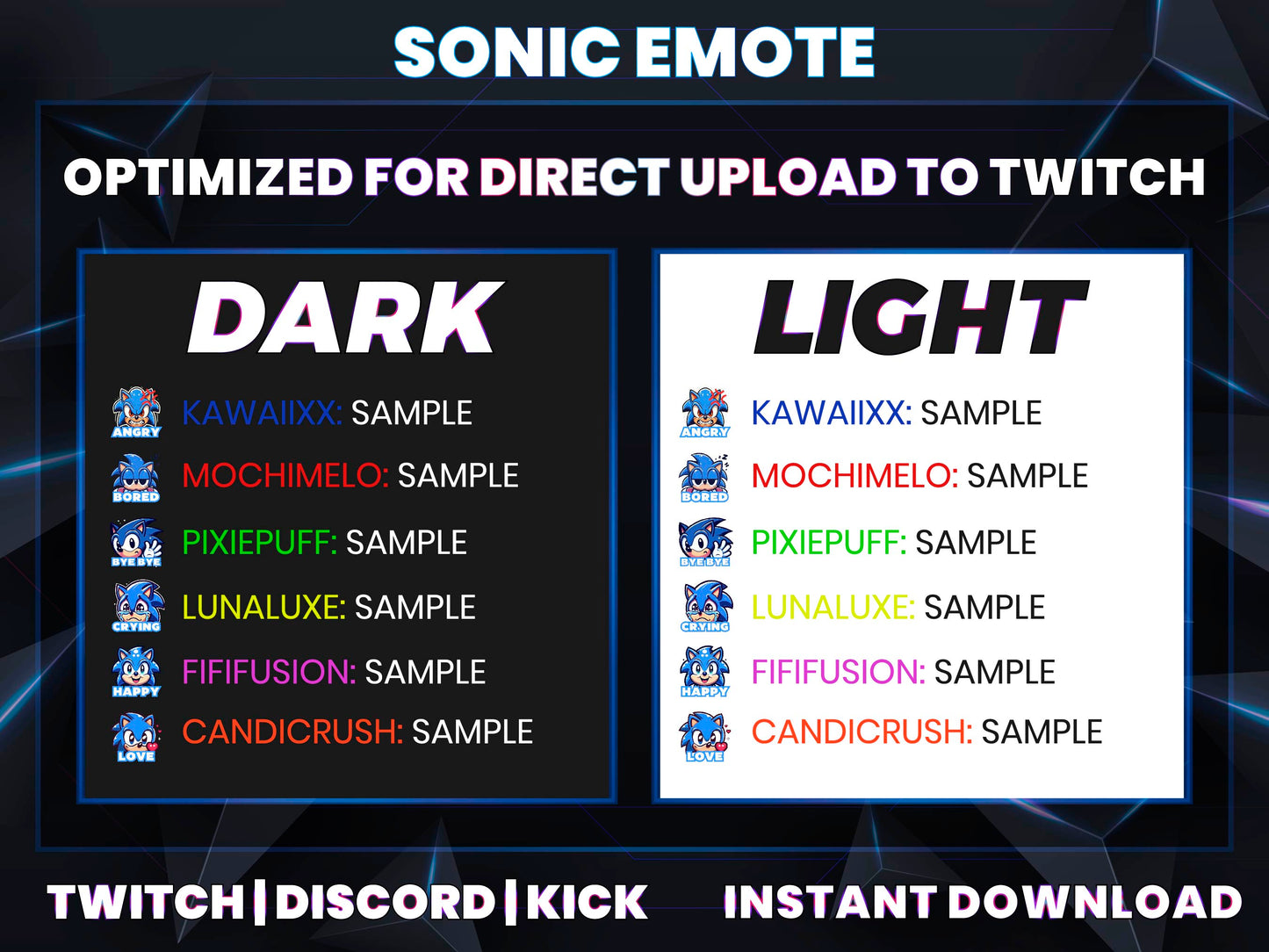 Sonic 6 Emotes Pack – Cute Gamer Emotes for Twitch, Discord & YouTube | Digital Download (28/56/112 px)