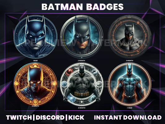 Batman Twitch Badges – Twitch, Discord, Kick (Base to 1 Year)