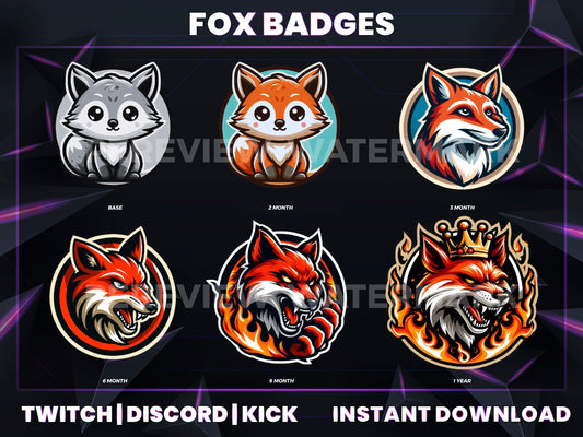 Fox Badge Pack – Clever Twitch/Discord Sub Icons (Base to 1 Year)