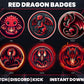 Red Dragon Badges Base to 1 Year | Fantasy Twitch, YouTube & Discord Sub Badges Progression