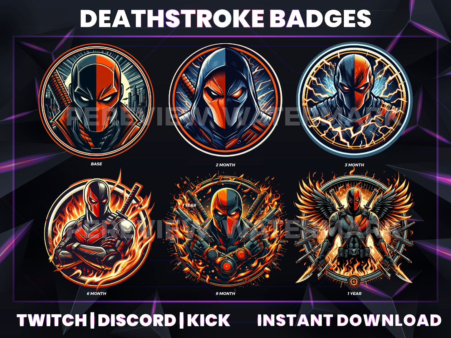 Deathstroke Stream Badges – 6 Subscriber Badges (Base to 1 Year)