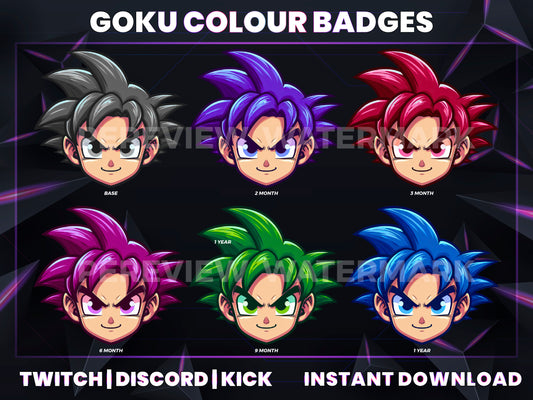 Kid Goku Color Twitch Badges | Base to 1 Year Anime Evolution Sub Badges (Dragon Ball Inspired)
