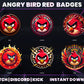 Angry Bird Red Sub Badges | Base to 1 Year Twitch Loyalty Badge Pack (Gaming & Cartoon Inspired)