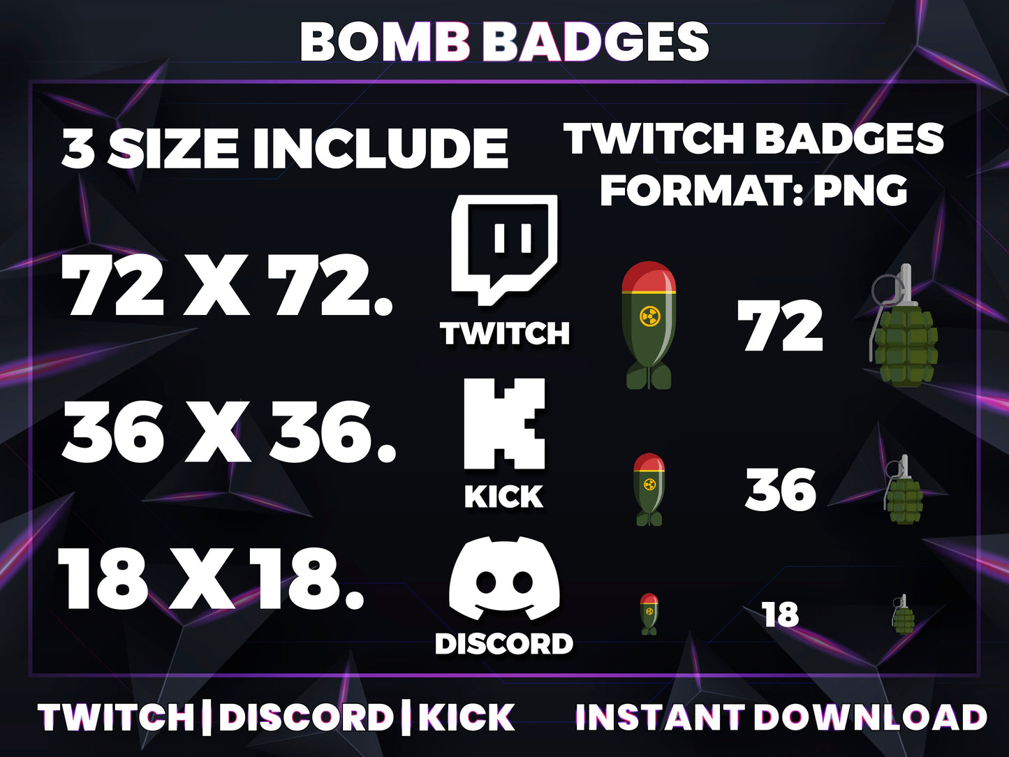 Bomb Badge Pack – Explosive Twitch/Discord Sub Icons (Base to 1 Year)