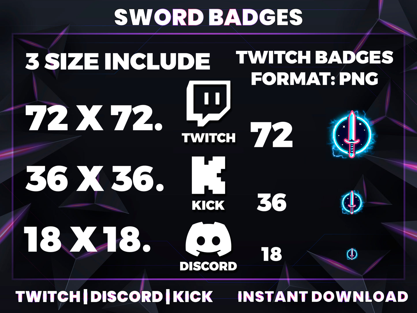Sword Evolution Twitch Sub Badges | Base to 1 Year Weapon-Themed Loyalty Badge Pack for Streamers