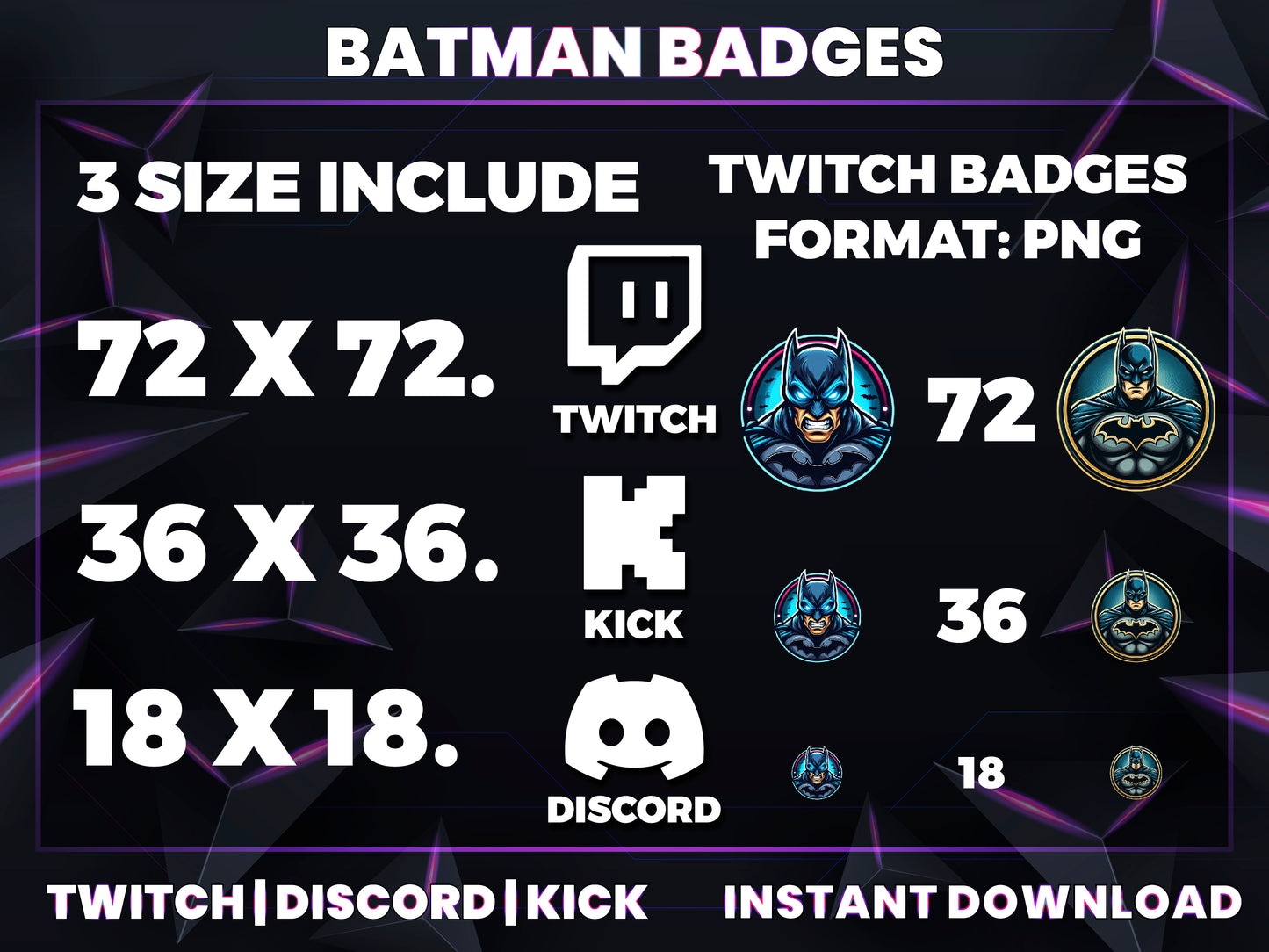 Batman Evolution Badges – 6 Subscriber Badges (Base to 1 Year)