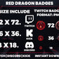 Red Dragon Badges Base to 1 Year | Fantasy Twitch, YouTube & Discord Sub Badges Progression