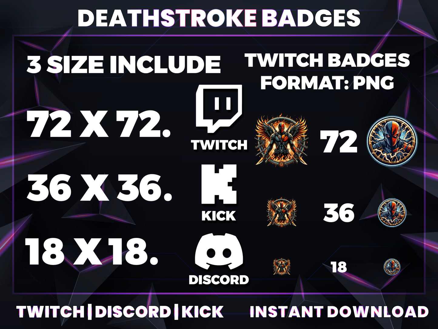 Deathstroke Stream Badges – 6 Subscriber Badges (Base to 1 Year)