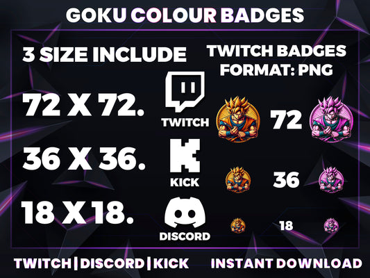 Goku Color Evolution Badges – Dragon Ball Hair Transformation Sub Icons (Base to 3 Years)