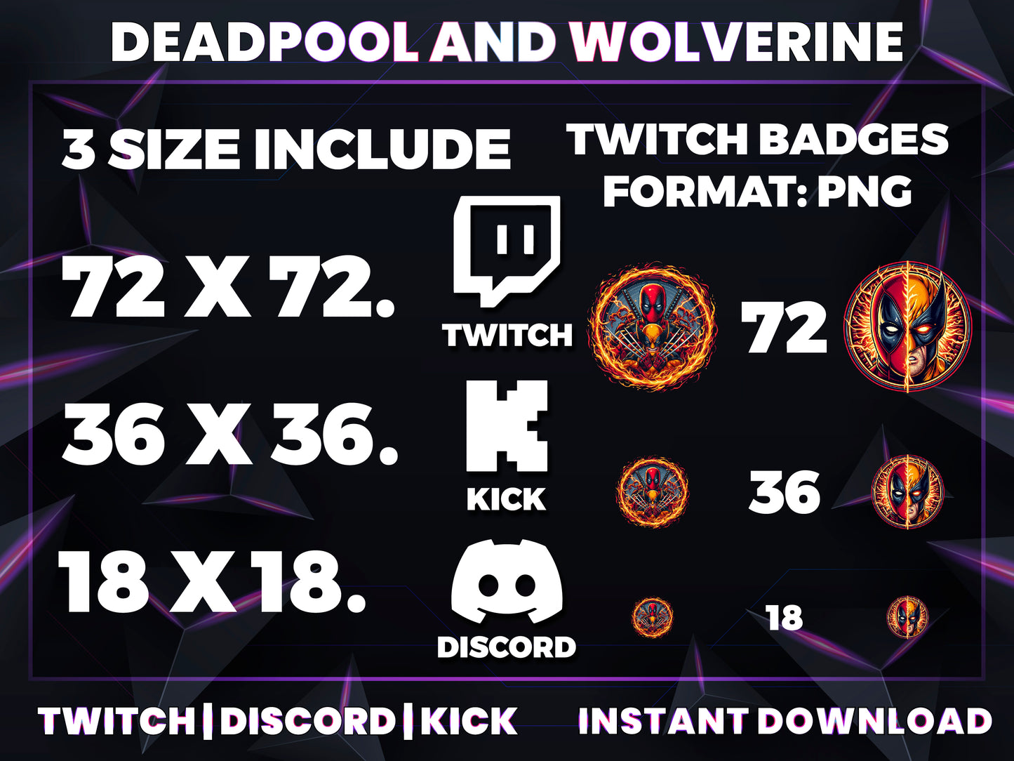 Deadpool & Wolverine Badges – 6 Subscriber Loyalty Badges (Base to 1 Year)
