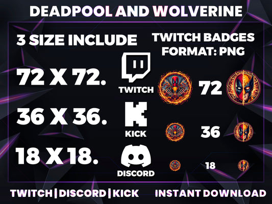 Deadpool & Wolverine Badges – 6 Subscriber Loyalty Badges (Base to 1 Year)