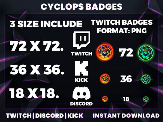 Cyclops Badge Pack – Laser-Eye Sub Icons (Base to 1 Year)