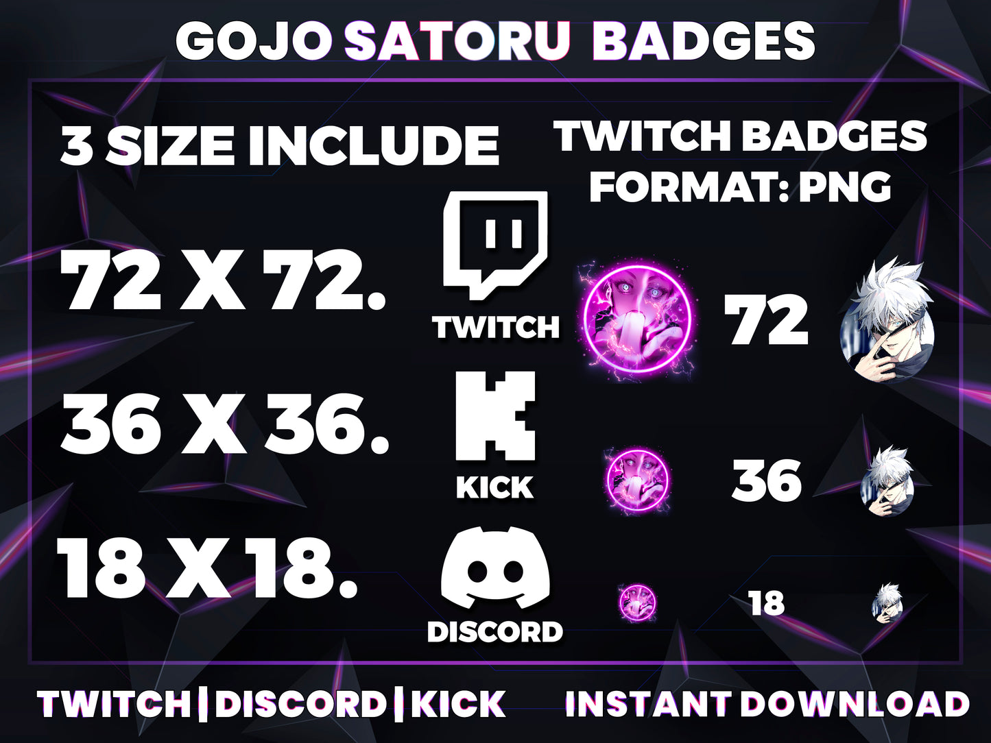Gojo Satoru Anime Subscriber Badges – Twitch/Discord Icons (Base to 1 Year)