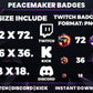 Peacemaker Twitch Sub Badges | Base to 1 Year DC Superhero-Inspired Loyalty Badge Pack
