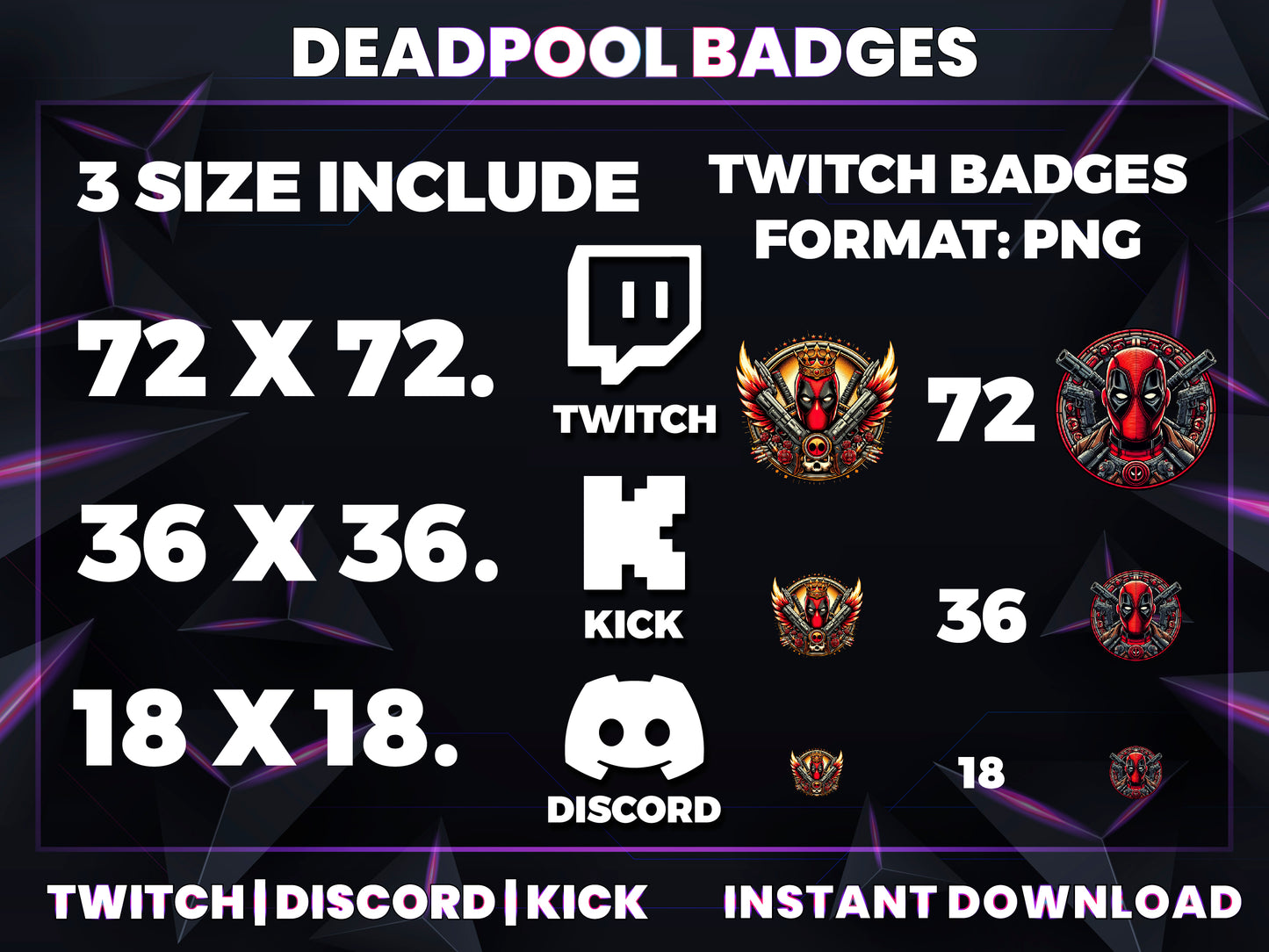 Deadpool Stream Badges – 6 Subscriber Badges (Base to 1 Year)