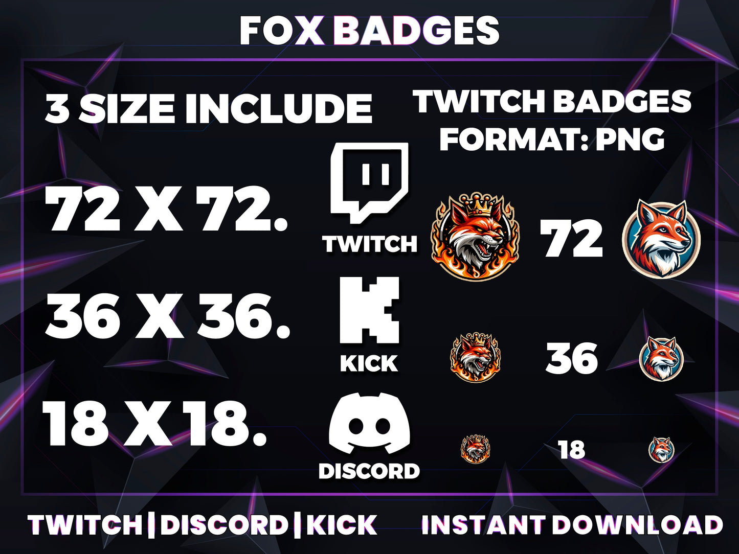 Fox Badge Pack – Clever Twitch/Discord Sub Icons (Base to 1 Year)