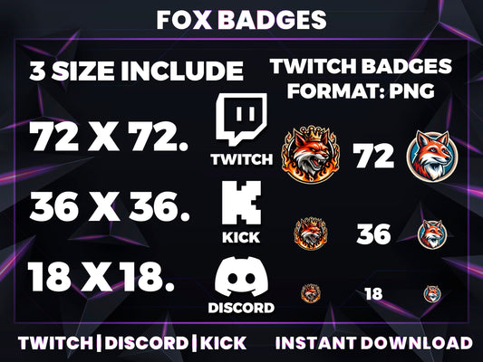 Fox Badge Pack – Clever Twitch/Discord Sub Icons (Base to 1 Year)