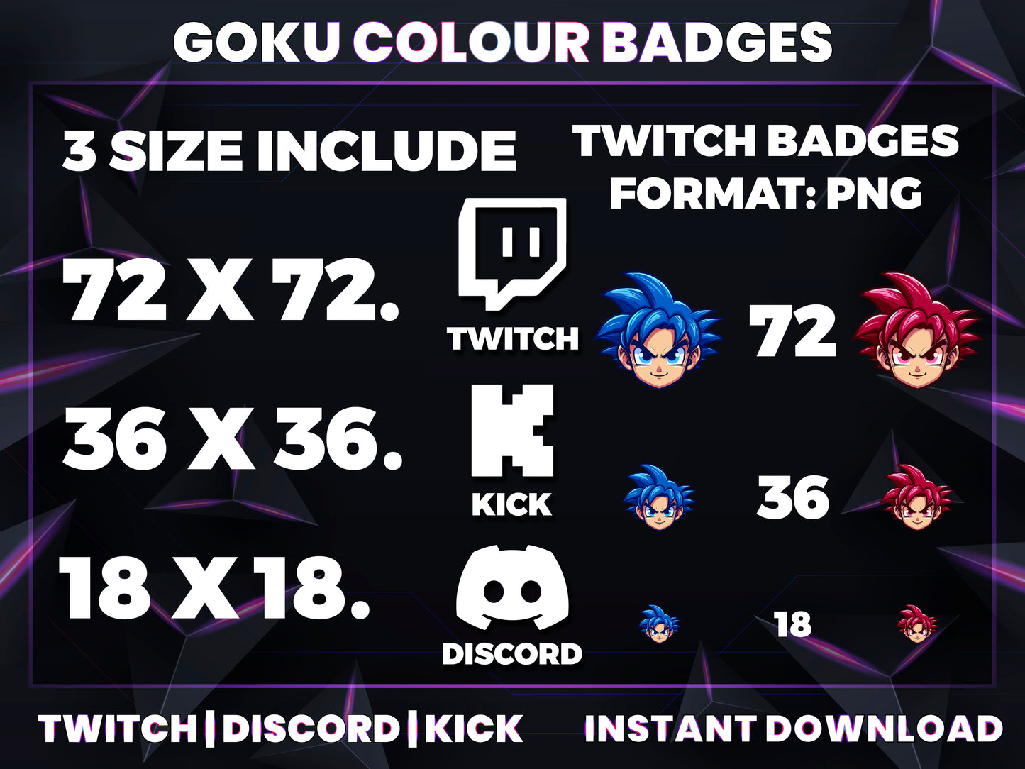 Kid Goku Color Twitch Badges | Base to 1 Year Anime Evolution Sub Badges (Dragon Ball Inspired)