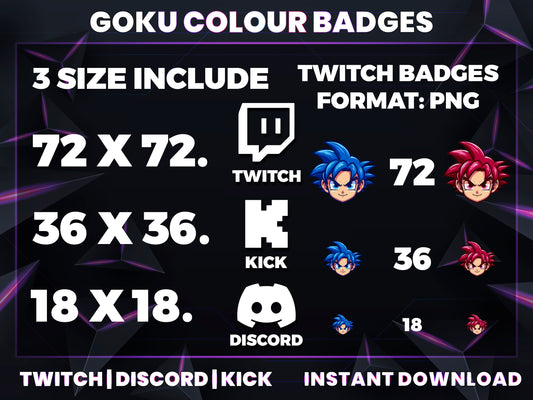 Kid Goku Color Twitch Badges | Base to 1 Year Anime Evolution Sub Badges (Dragon Ball Inspired)