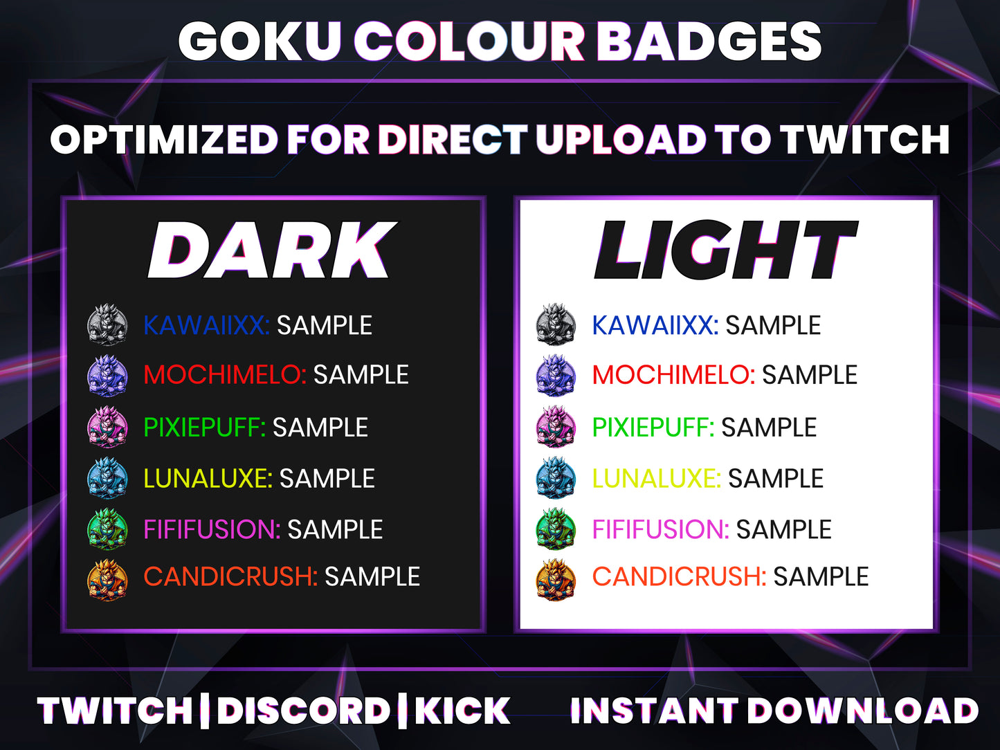 Goku Color Evolution Badges – Dragon Ball Hair Transformation Sub Icons (Base to 3 Years)