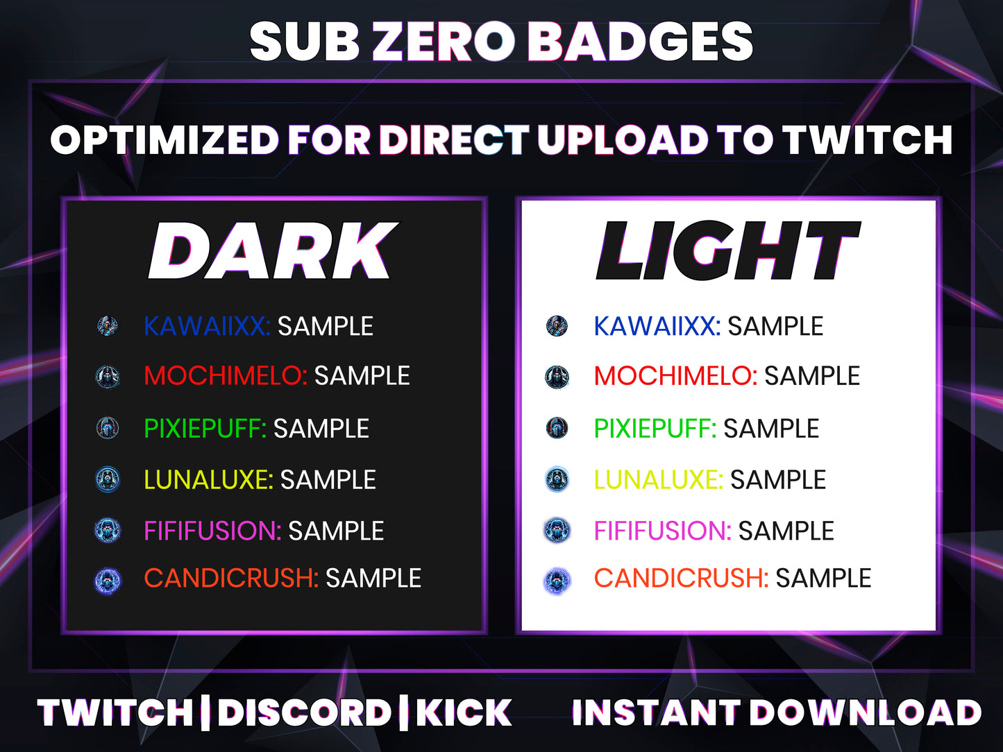 Sub-Zero Twitch Sub Badges | Base to 1 Year Mortal Kombat-Inspired Loyalty Badge Pack