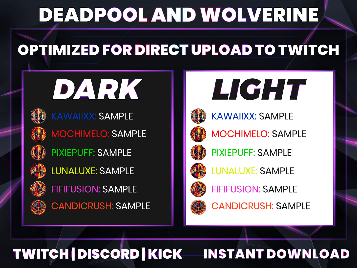 Deadpool & Wolverine Badges – 6 Subscriber Loyalty Badges (Base to 1 Year)