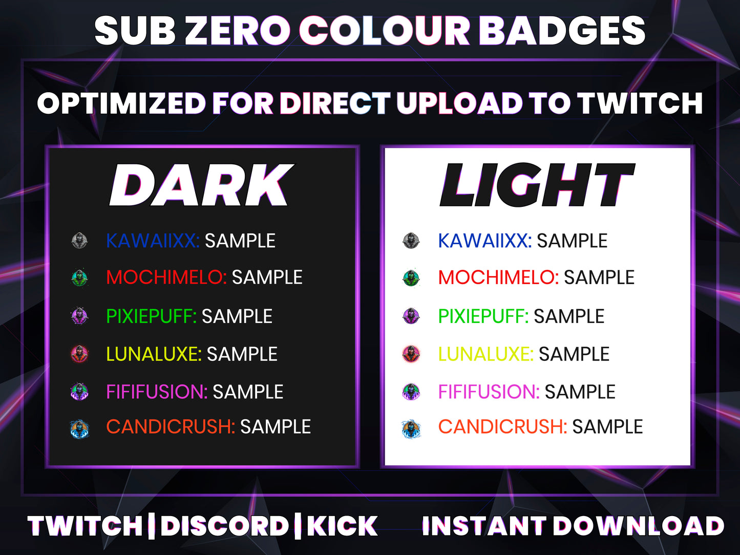 Sub-Zero Color Twitch Badges | Base to 1 Year Frost Ninja Sub Badge Pack (Mortal Kombat Inspired)