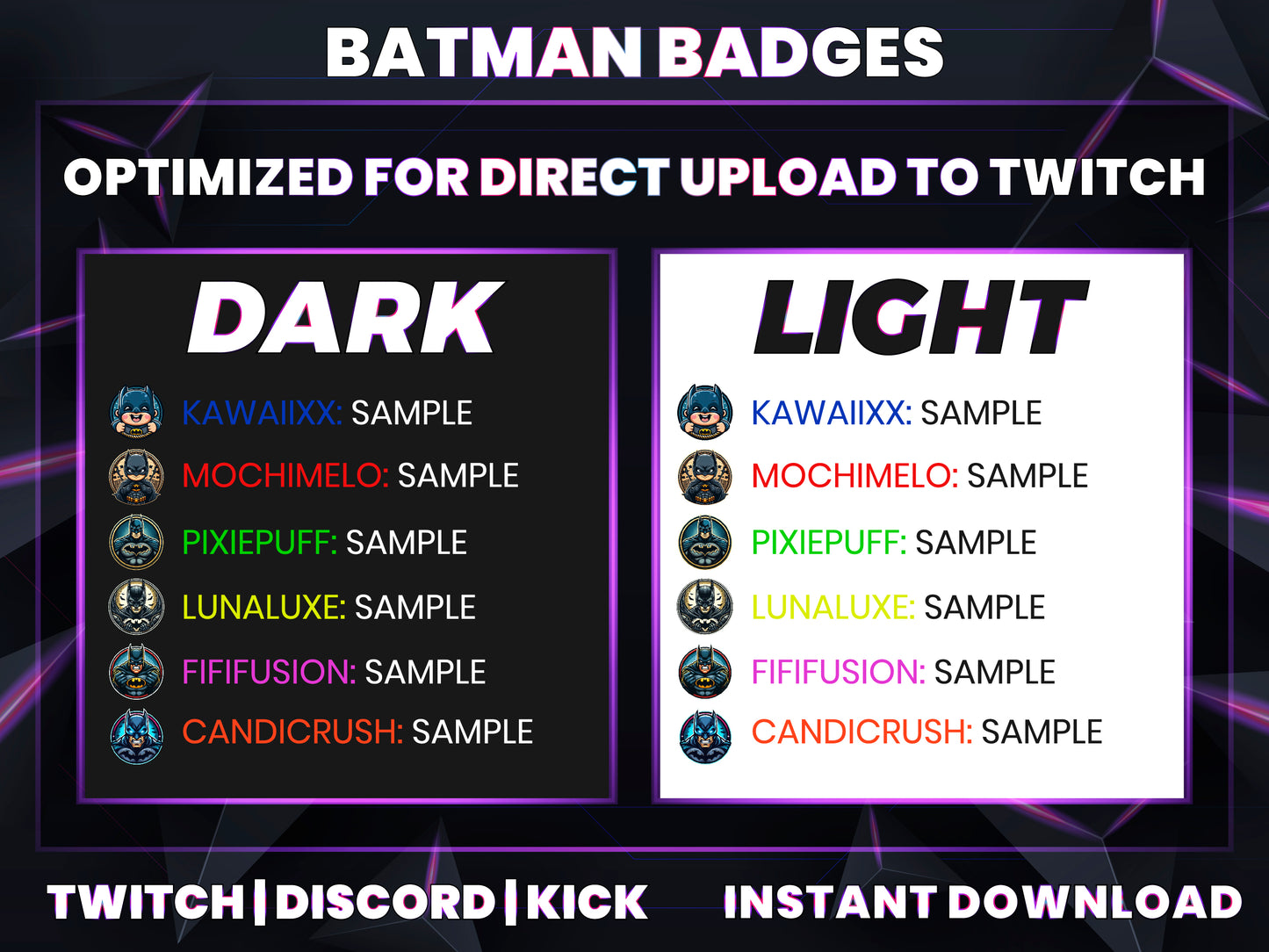 Batman Evolution Badges – 6 Subscriber Badges (Base to 1 Year)