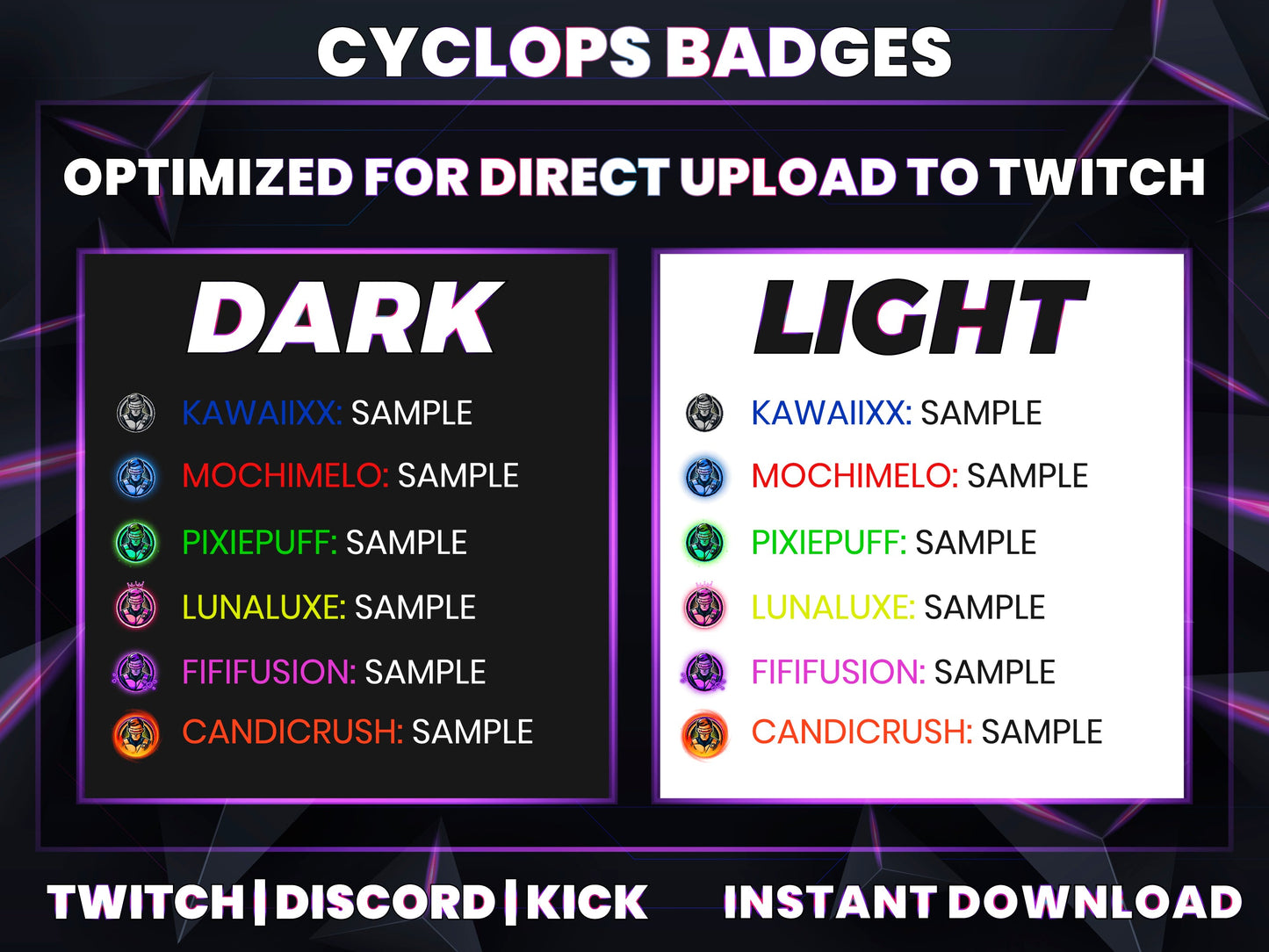 Cyclops Badge Pack – Laser-Eye Sub Icons (Base to 1 Year)