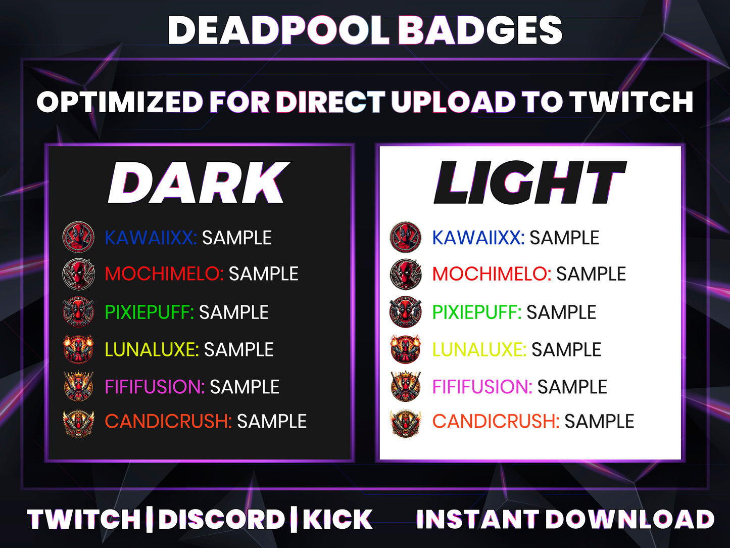 Deadpool Stream Badges – 6 Subscriber Badges (Base to 1 Year)