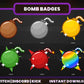 Bomb Color Badge Pack – Explosive Twitch/Discord Sub Icons (Base to 1 Year)