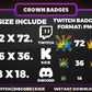 Crown Color Badge Pack – Vibrant Royal Twitch/Discord Sub Icons (Base to 1 Year)