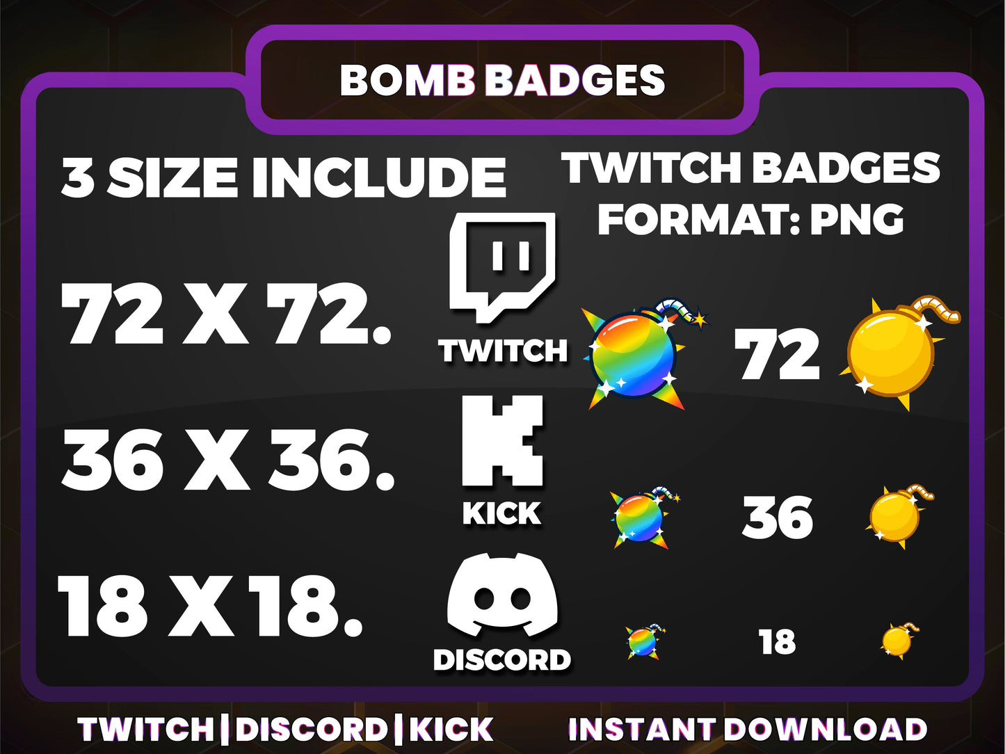 Bomb Color Badge Pack – Explosive Twitch/Discord Sub Icons (Base to 1 Year)
