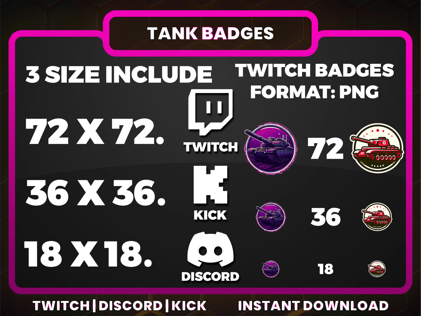 Tank Badge Pack – Military Sub Icons (Base to 1 Year)