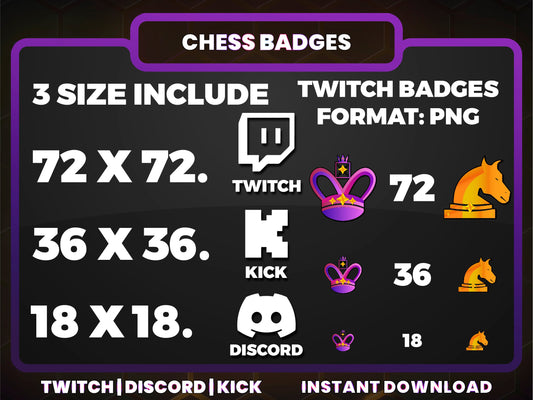 Chess Badge Pack – Strategy-Themed Twitch/Discord Sub Icons (Base to 1 Year)