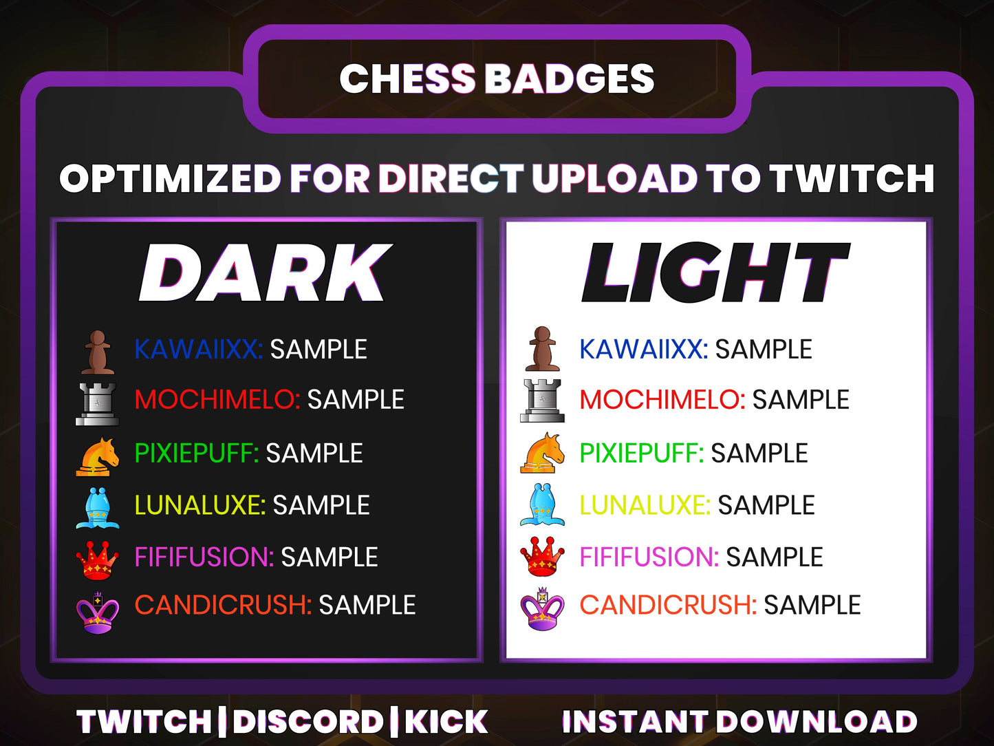 Chess Badge Pack – Strategy-Themed Twitch/Discord Sub Icons (Base to 1 Year)