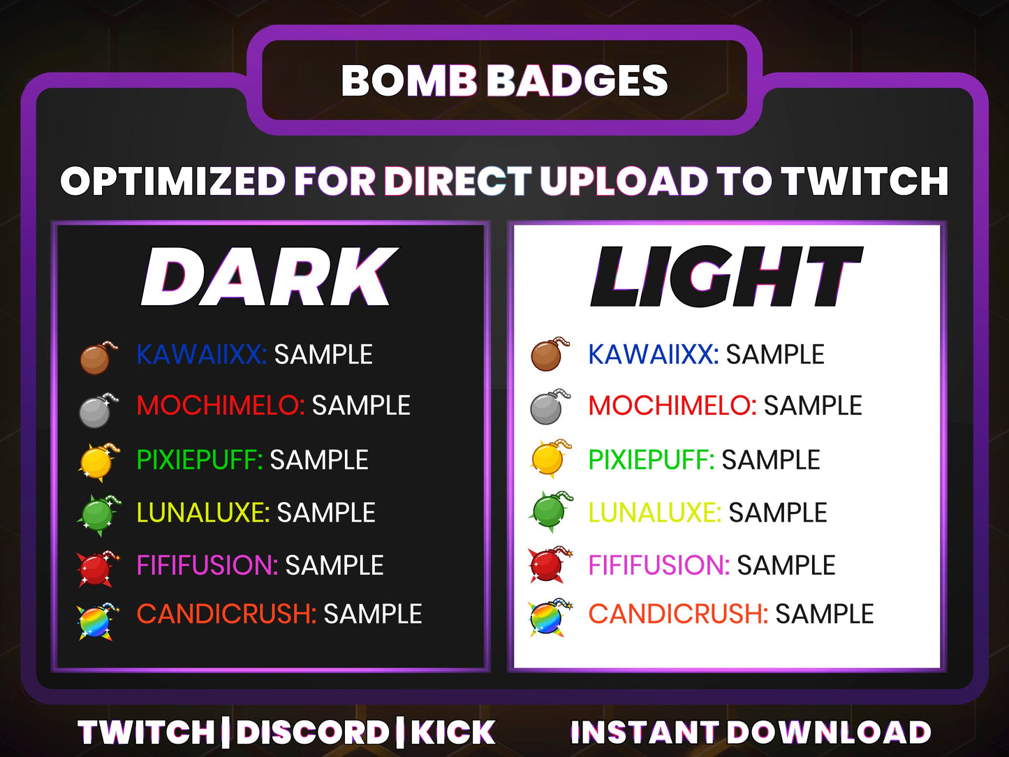 Bomb Color Badge Pack – Explosive Twitch/Discord Sub Icons (Base to 1 Year)